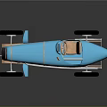 Blue Vintage Race Car With Open Top Streamlined Body And Spoked Wheels