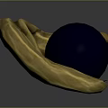 Yellow Abstract Sculpture With Curved Stem And Glass Eye Sphere