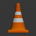 Orange Traffic Cone With White And Silver Reflective Stripes On Square Base