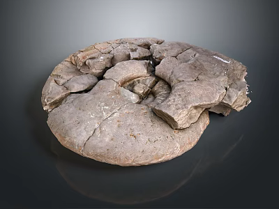 Natural Stone Household Item With Cracked Surface And Irregular Round Shape 3d model