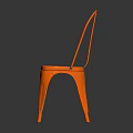 Modern Orange Metal Leisure Chair With Curved Backrest And Hollow Seat