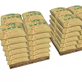 Stacked Bags On Wooden Pallets With Printed Labels For Storage