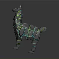 Futuristic Cyberpunk Llama Character With Neon Green Lines And Metallic Gray Texture