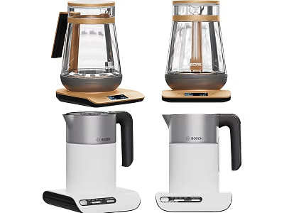 Daily Use Electrical Appliances Modern Electric Kettles With Transparent Glass Body And Stainless Steel Base 3d model