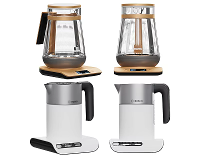 Daily Use Electrical Appliances Modern Electric Kettles With Transparent Glass Body And Stainless Steel Base 3d model