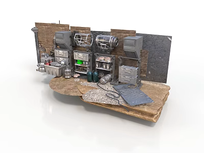 Industrial Scene Components With Metal Equipment Control Panels And Mechanical Parts 3d model