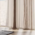 Natural String Curtains In Sunlit Interior With Sea View Cactus And Pendant Lamp