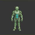 Futuristic White And Blue Mechanical Humanoid Robot With Glowing Core Design