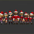 Cartoon Game Movie Characters Wearing Red Christmas Hats And Colorful Costumes
