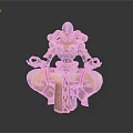 Mechanical Character in Sitting Pose With Golden Red Armor Helmet And Hands in Mudra