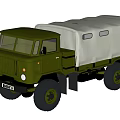 Green Military Style Utility Vehicle With Canvas Cover For Cargo Transport
