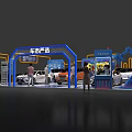 City Center Car Exhibition Display Booth With Multiple Vehicles And Decorations