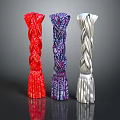 Modern Braided Column Decorative Ornament Set in Red Purple Silver for Home Decoration