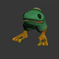 Stuffed Green Frog Toy Featuring Yellow Feet Red Mouth And White Top