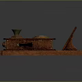 Vintage Wooden Computer Device With Brass Components And Mechanical Design