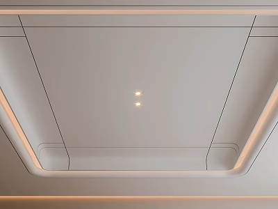 Modern Ceiling Interior Design With Recessed Lighting And Geometric Lines 3d model