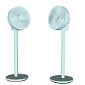 Two Light Blue Pedestal Air Cooler Fans With Sleek Design And Stable Base