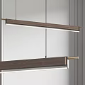 Modern Linear Pendant Light With Walnut Wood And Brass Metal Design Elements