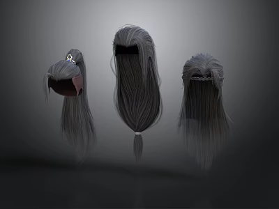 Woman Showcasing Different Gray Wig Styles for Fashion and Beauty Looks 3d model