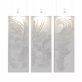 Silver Metal Decorative Wall Hangings With Wavy Feather Pattern On Dark Background 3d model