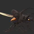 Detailed 3D Scary Insect Model With Spikes Glowing Eyes and Wings