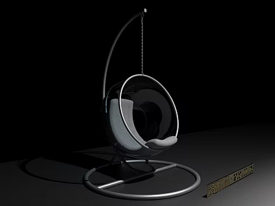 Modern Hanging Swing Chair With Circular Seat And Metal Stand Design 3d model