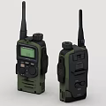 Portable Two Green And Black Walkie Talkies With Long Antenna Handheld Communication Devices