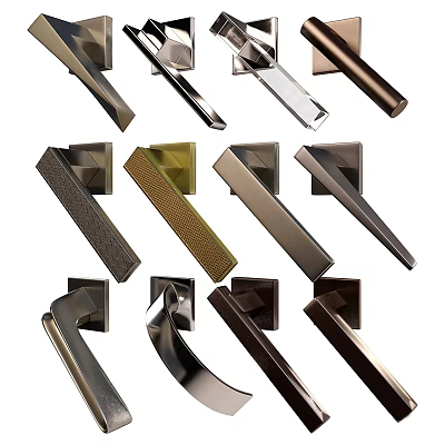 Stylish Modern Door Handles With Ergonomic Design And Brushed Stainless Steel Finish 3d model