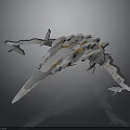 Futuristic Interstellar Spacecraft With Sleek Gray Body And Orange Accents