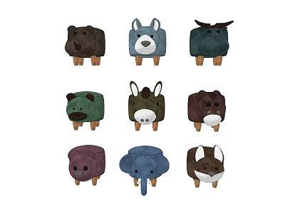 Modern Stool Flannel Animal Stool 3d model Modern Stool Flannel Animal Stool 3d model