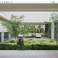 Modern Garden Landscape Design With Lush Green Lawn Trees Decorative Rocks And Outdoor Furniture