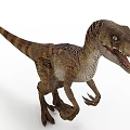 Velociraptor Dinosaur Standing With Striped Skin Long Tail And Open Mouth