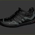 Adidas Gray Athletic Shoes With White Stripes And Grip Sole Design
