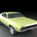 Classic Light Green Two-Door Muscle Car With Sleek Front Design And Shiny Wheels