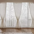 White Sheer Curtains Decor Arched Window Interior With Translucent Light And Wooden Floor
