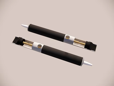 Two Black Cylindrical Tools With White Ends And Metal Components 3d model