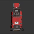 Red And Black Industrial Equipment With Cylindrical Tanks And Mechanical Design
