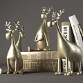 Decorative Ornament Set With Golden Deer Figurines And Stacked Books For Home Decoration