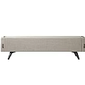 Light Gray Fabric Bench With Black Slim Legs And Side Handles 3d model