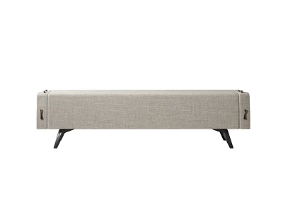 Light Gray Fabric Bench With Black Slim Legs And Side Handles 3d model