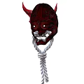 Red Horned Demon Mask Featuring Intricate Design And White Rope 3d model