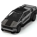 Futuristic Gray SUV With Black Roof Angular Lines And Large Wheels Design