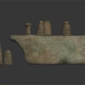 Traditional Board Game Entertainment Using Stone Slab Board and Carved Stone Chess Pieces