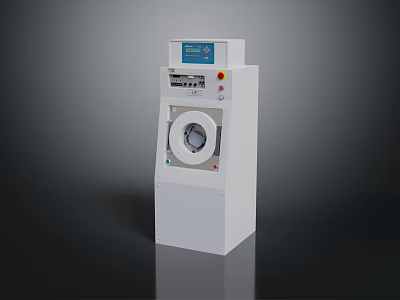 White Front Loading Washing Machine With Modern Digital Control Panel 3d model