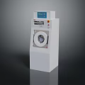 White Front Loading Washing Machine With Modern Digital Control Panel 3d model