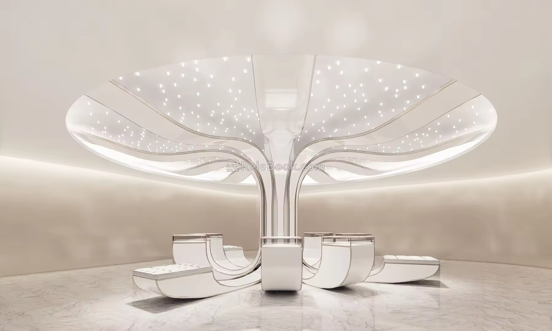 Post-modern column ceiling column booth 3d model