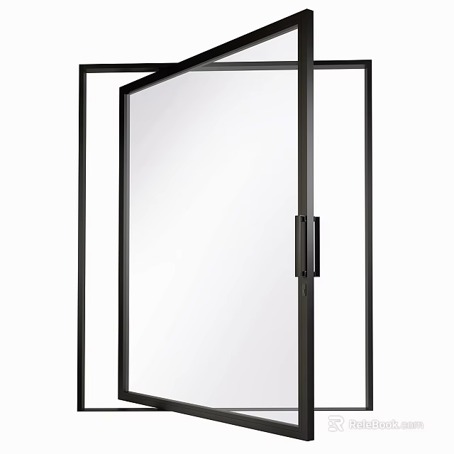Modern Glass Hinged Door With Black Frame And Sleek Home Design 3d model 