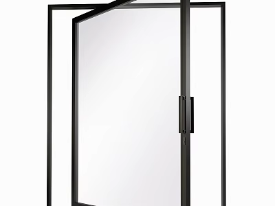 Modern Glass Hinged Door With Black Frame And Sleek Home Design 3d model
