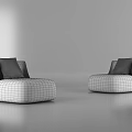 Black And White Single Sofa With Houndstooth Pattern In Minimalist Design 3d model