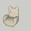 Cute Ear Shaped Single Sofa With Light Beige Fabric And Yellow Small Legs 3d model